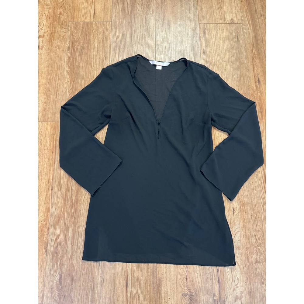 Vintage Victoria's Secret Black Sheer Nightgown Y2K V-Neck Tunic Long Sleeve M